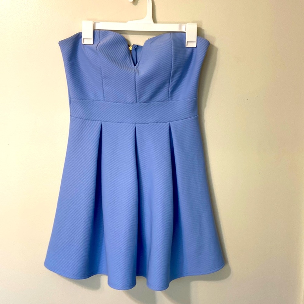 Powder Blue Sweetheart Plunge Neckline Dress
